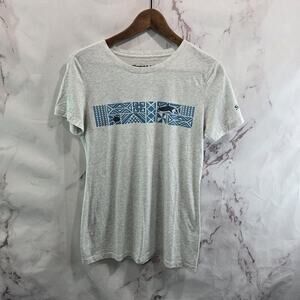 Simms T Shirt Womens Large Gray Blue Fish Short Sleeve Crew Neck